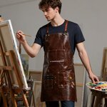 Vintage Leather Apron Supplier - Heavy Duty with Adjustable Webbing Pockets