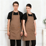 Adjustable Neck Apron Factory - Polyester 2 Pocket Home Cooking Coffee Shop