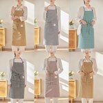 Antifouling Gingham Apron Factory - Coffee Korean Retro French Baking Art Nail