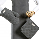 Striped Kitchen Oven Mitt Manufacturer - Best Custom Cotton Apron and Gloves Set