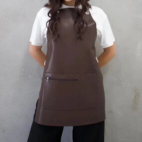 PU Leather Bib Apron Manufacturer - Custom Logo Lovely Brown Waterproof Design