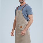 Khaki Kitchen Apron Supplier - Waterproof Cross Adjustable Webbing Custom Logo
