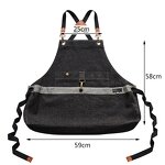 Denim Apron Supplier - Black Large Pocket Adjustable Webbed Coffee Shop Custom