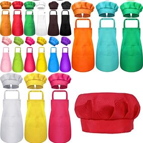 Kids Painting Aprons Factory - Wholesale Children Pink Gingham with Chef Hat Cooking