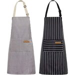 Cotton Linen Striped Apron Supplier - Home Cooking Restaurant Kitchen Baked Nail