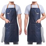 Denim Apron Factory - Blue Long Family Couple Cleaning Cooking Custom Logo