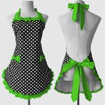Two Bow Pocket Apron Supplier - Small Polka Dots Lace Korean-Style Work