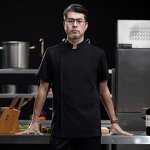 Chef Shirt Factory - White Cotton Men's Solid Color Short Sleeve Collar