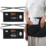 Polyester Half Aprons Factory - 12 Pcs Black 3 Pockets Waiters Restaurants Hairdressers