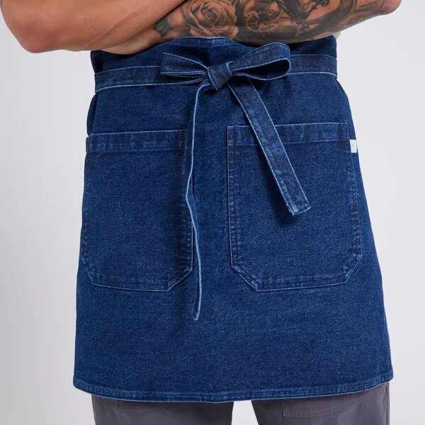 Denim Bistro Apron Manufacturer - Cotton Professional Half Kitchen Durable Waist