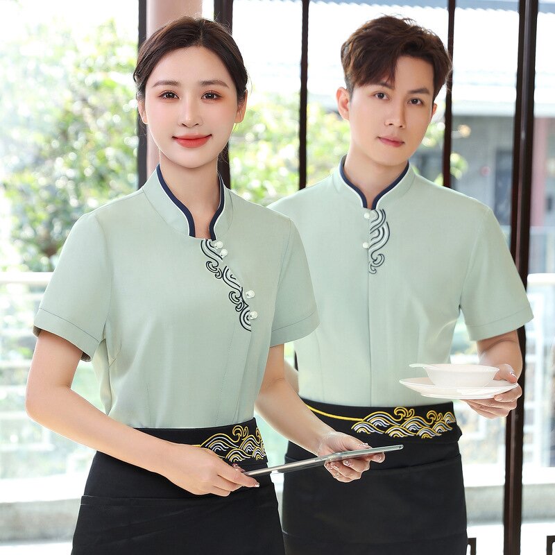 Waiter Shirt Manufacturer - Black Embroidery Custom Design Coat Quality bar