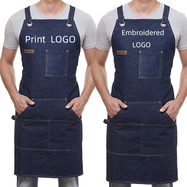 Unisex Denim Apron Supplier - Blue for Chef Cooking Baking Cafe Uniform