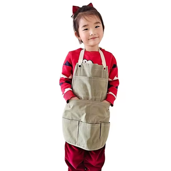 Kids Aprons Set Supplier - Painting Adjustable Shoulder Strap Cooking Plain Pink
