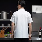 Chef Shirt Factory - White Cotton Men's Solid Color Short Sleeve Collar