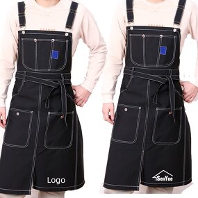 Coffee Shop Apron Supplier - Canvas Printed Logo Men's Women's Baking Hairdressing