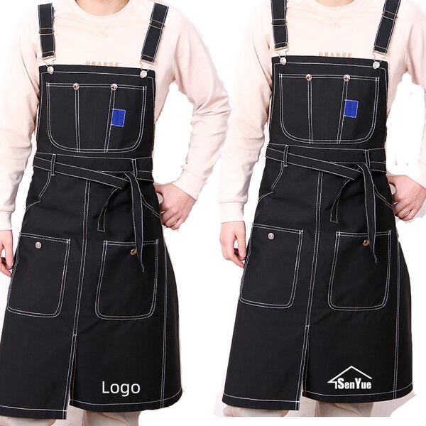 Coffee Shop Apron Supplier - Canvas Printed Logo Men's Women's Baking Hairdressing