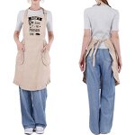 Cute Canvas Apron Supplier - Two Pockets Ruffled Trim Adjust Waistline Coffee