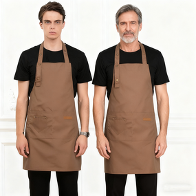 Adjustable Neck Apron Factory - Polyester 2 Pocket Home Cooking Coffee Shop