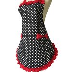 Two Bow Pocket Apron Supplier - Small Polka Dots Lace Korean-Style Work