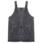 Washed Denim Apron Factory - Cotton Adjustable Straps 2 Pockets Flower Coffee