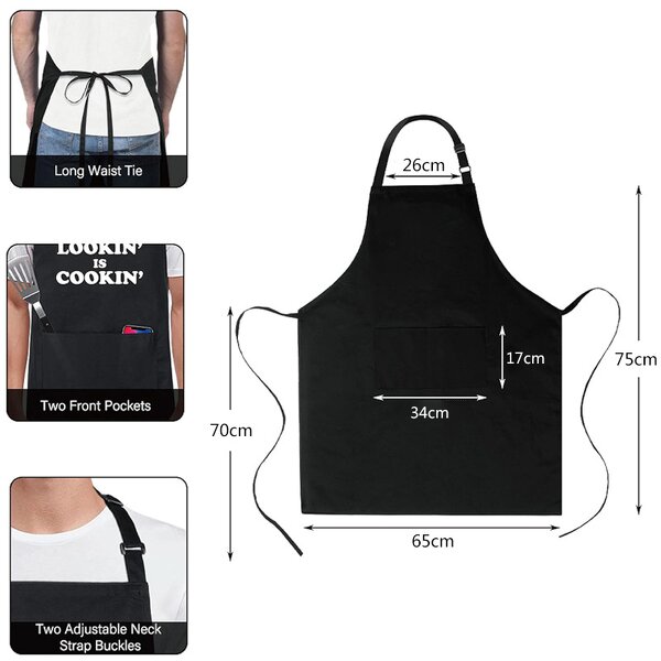 Black Cooking Apron Supplier - Adjustable Kitchen Polyester Household Barista