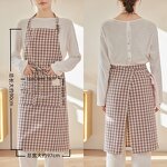 Antifouling Gingham Apron Factory - Coffee Korean Retro French Baking Art Nail