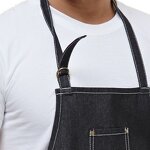 Men Denim Apron Manufacturer - Blue Custom Coffee Adjustable Baking Cooking