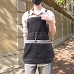 Denim Apron Supplier - Black Large Pocket Adjustable Webbed Coffee Shop Custom