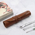 Tool Roll up Bags Manufacturer - Wholesale Brown PU Leather Strap Portable Carry