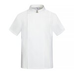 Chef Shirt Factory - White Cotton Men's Solid Color Short Sleeve Collar