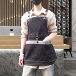 Denim Apron Supplier - Black Large Pocket Adjustable Webbed Coffee Shop Custom