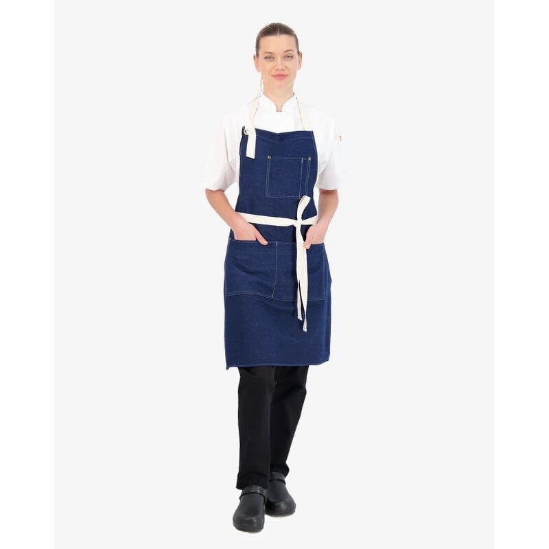 Kitchen Jeans Apron Factory - Blue Hot Selling Durable Cotton Denim with Pockets