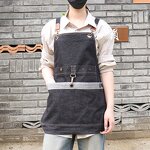 Denim Apron Supplier - Black Large Pocket Adjustable Webbed Coffee Shop Custom