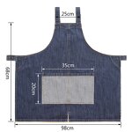 Washed Denim Apron Factory - Cotton Adjustable Straps 2 Pockets Flower Coffee