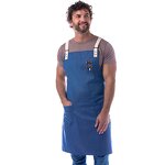 Denim Aprons Supplier - 100% Cotton Cross Back Strap Blue Cowboy Chef