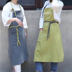 Japanese Style Apron Factory - Cotton Linen Neck Hanging Sleeveless Solid Color
