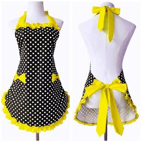 Two Bow Pocket Apron Supplier - Small Polka Dots Lace Korean-Style Work