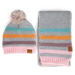 Toddler Beanie Set Factory - Winter Fleece Lined Acrylic Striped Knit With Custom