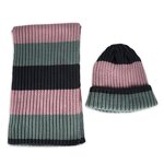 Kids Beanie Scarf Set Factory - Winter Rib Knitted Striped With Fleece Lining