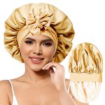 Double Layer Hair Bonnet Supplier - Women Jumbo Silky Satin with Elastic Tie Band