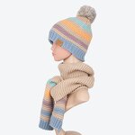 Toddler Beanie Set Factory - Winter Fleece Lined Acrylic Striped Knit With Custom