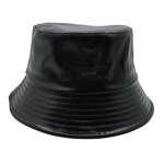 PU Leather Bucket Hat Supplier - OEM/ODM Embroidery Logo Shinny Black Summer Heat
