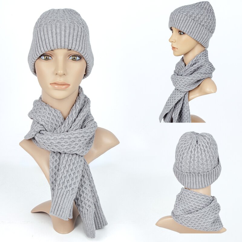 Knitted Child Hat Set Manufacturer - Jacquard Warm Cuffed Hat Scarf Soft Cozy