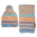 Toddler Beanie Set Factory - Winter Fleece Lined Acrylic Striped Knit With Custom