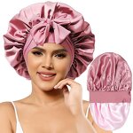 Double Layer Hair Bonnet Supplier - Women Jumbo Silky Satin with Elastic Tie Band