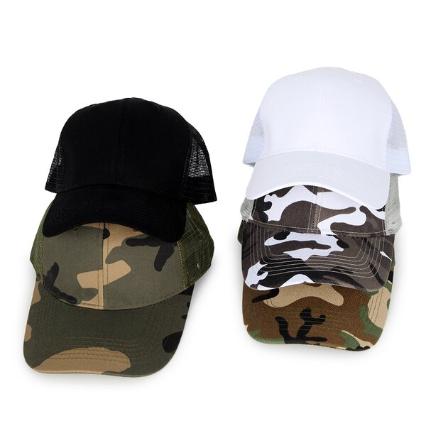 Camo Trucker Cap Factory - Custom Pre-Curved Brim Cotton Snapback Stylish 5-Panel