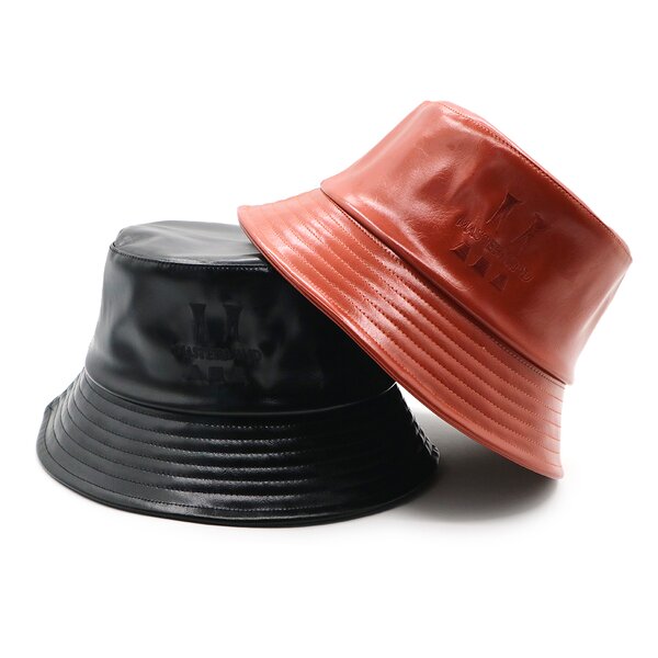 PU Leather Bucket Hat Supplier - OEM/ODM Embroidery Logo Shinny Black Summer Heat