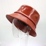 PU Leather Bucket Hat Supplier - OEM/ODM Embroidery Logo Shinny Black Summer Heat