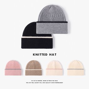 Men's Knitted Hat Manufacturer - Outdoor Color-blocked Rib Autumn Winter Warm Thick