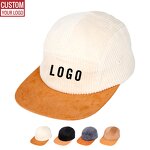 Corduroy Camp Cap Factory - Custom 5 Panel Logo Style Snapback Flat Brim
